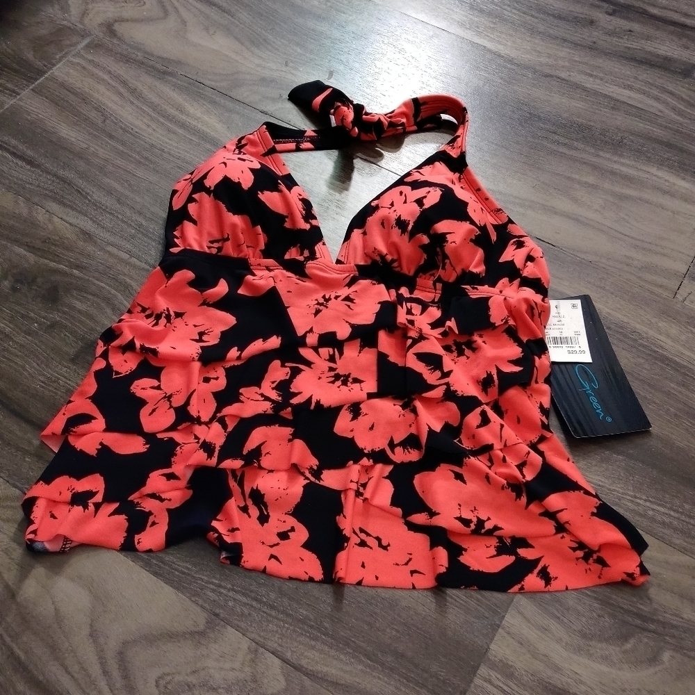 Coral Beach Ruffle Halter Tankini - Picture 2 of 6